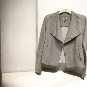 Calvin Klein Light Gray Ribbed Open-Front Blazer Jacket